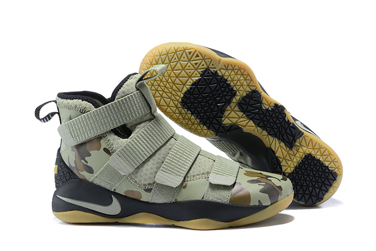 New Nike LeBron Soldier 11 Army Green Camo Shoes